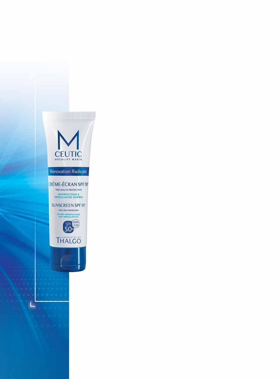 SUNSCREEN SPF 50 + Non-comedogenic* sunscreen with SPF 50 +, enriched with a patented natural marine filter to provide the skin with invisible and optimal protection.