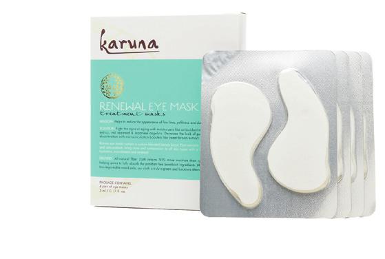 PRODUCT KNOWLEDGE: KARUNA COLLECTION EYE Features Japanese Angelica + Highly moisturizing and reparative, especially to skin exposed to excess UV rays RENEWAL EYE MASK SKIN TYPE +