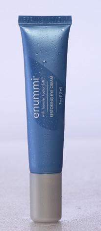 It s important to pamper this area and keep it moisturized. Apply enummi Restoring Eye Cream to your ring finger and gently pat into the delicate skin around the eye area.