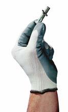 100 Gloves Ansell HyFlex Foam Seamless knitted low-lint nylon liner Close, comfortable fit for dexterity, sensitivity and flexibility Breathable grey foam nitrile coating reducing perspiration