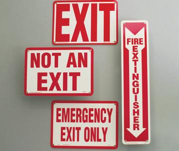 95 EMERGENCY SIGNS GLOW IN THE - DARK OSHA requires that all emergency exits, exits, and non-exits be marked with clear, visible, illuminated signs.
