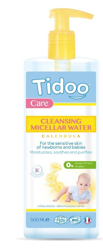 - Baby Organic Micellar Cleansing Water with Calendula (500ml) Every day the Tidoo Care range contributes its benefits to the hygiene of your children.