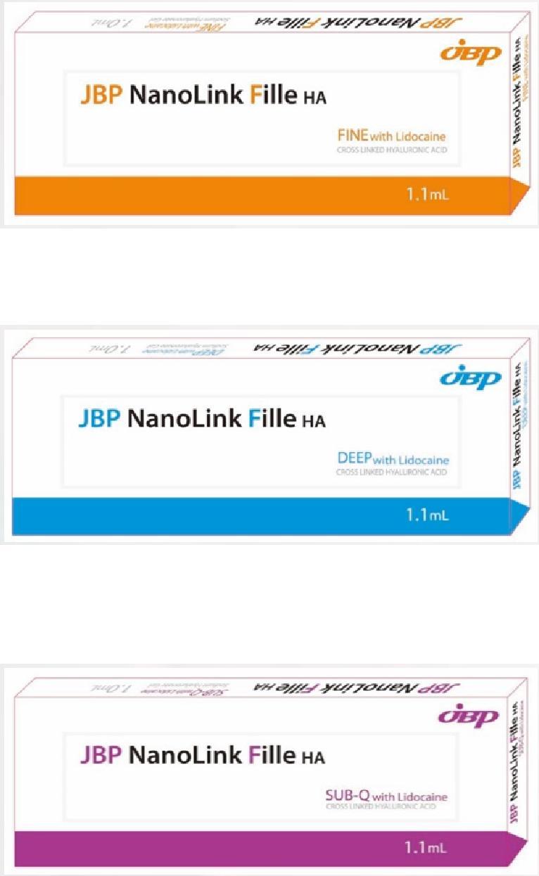 Hyualuronic acid fillers JBP NanoLink Fille HA/Fine Lines» Crow s Feet» Glabella Lines» Forehead Lines» Earlobe» Perioral Wrinkles JBP NanoLink Fille HA/Deep Lines/Augmentation» Nasolabial Lines»