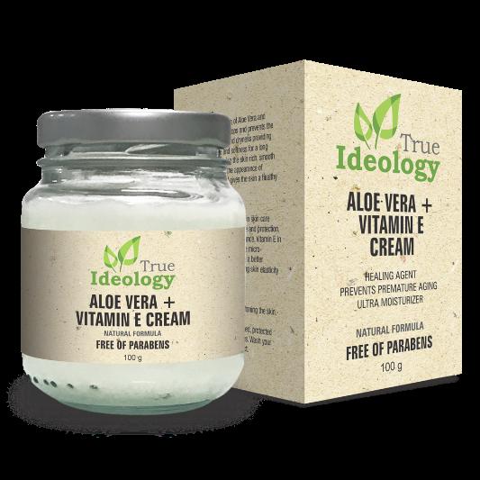 Aloe Vera + Vitamin E Cream Due to the combination of Aloe Vera and Vitamin E, it helps to stop and prevent the feeling of roughness and dryness providing moisture, balance, and softness for a long