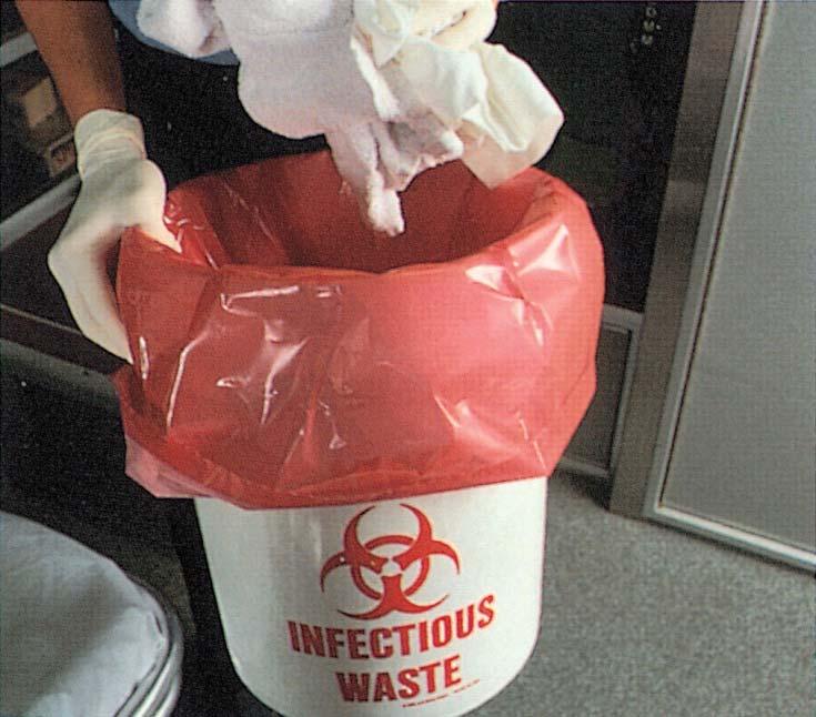 Procedure for cleaning equipment Discard disposable equipment in biohazard container Clean reusable equipment Disinfect or sterilize