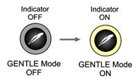 GENTLE MODE If you find the treatment uncomfortable or a little too painful, pressing the GENTLE Mode button will reduce the power output.