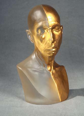 Judy Chicago With Robert Wilder Judy Chicago Toby Head with Golden Tear, 2009. Cast glass, gold leaf, gilding, 16 x 9.5 x 7.5 in. Photograph Donald Woodman.