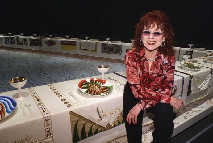 Judy Chicago and The Dinner Party, Elizabeth A. Sackler Center for Feminist Art, Brooklyn Museum of Art, 2007. Photograph by Donald Woodman. feminist art.