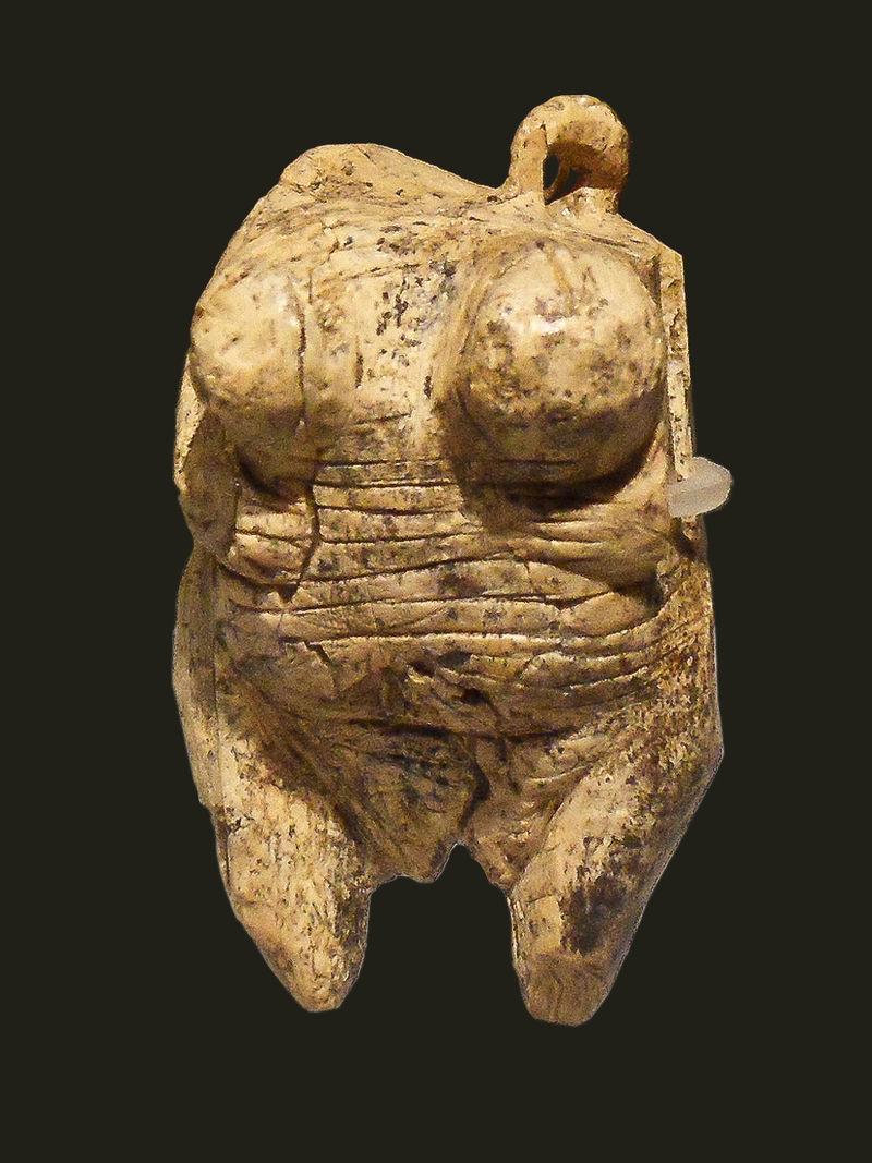 Venus of Hohle Upper Paleolithic Venus figurine Ivory from mammoth tusk Found in 2008 near Schelklingen, Germany.