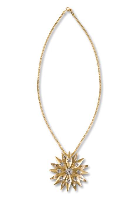 Temple of Love Necklace 18K Yellow Gold with Platinum