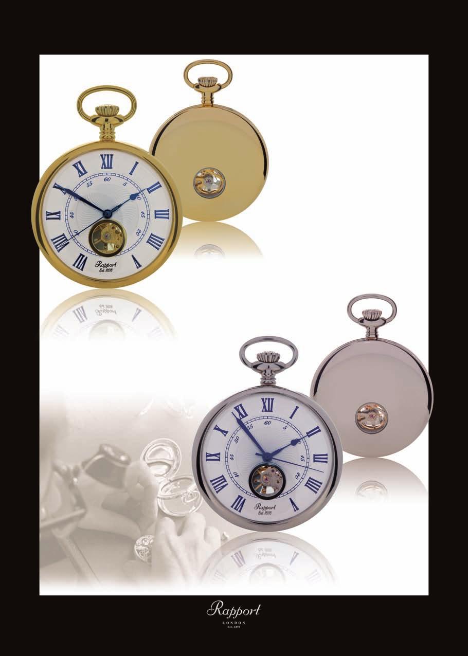 Mechanical Open Face PW76 - Mechanical 17 Jewel, Open Face Pocket Watch. Silver dial with blue Roman numerals and hands. Escapement visible at the six position. Gold plated, polished metal case.