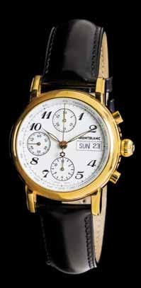 37 A Gold Plated Steel Chronograph Calendar Meisterstuck Wristwatch, Mont Blanc, 37.