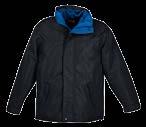 Inner jacket features inner and outer pockets, and shock cord with toggles.