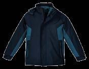 Outer jacket features zip-off hood, Airtex lining, storm flap, zippered inner and outer pockets.