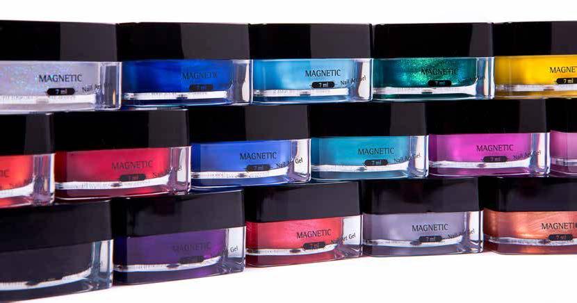 Magnetic Color Gels The Magnetic color gels give possibilities to the most discerning nail technician, ranging from a single color overlay to intricate design and nail art, Magnetic Color gels are