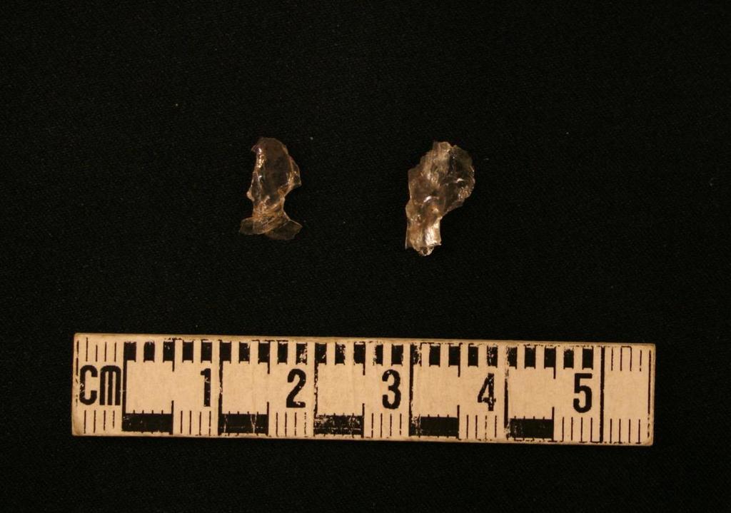 Figure 12. Destroyed Quartz Fragments Copper, procured from the Lake Superior Uplands (Seeman 1979:292), is on Seeman s list of Hopewell exotic raw materials.