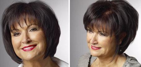 Continuing Page 11 of 114 Older women with finer hair will love this exciting version of a bob. The hair is gently layered and styled to bouncy fullness.