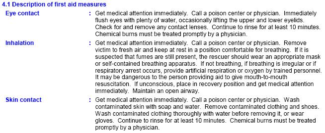 SECTION 4: FIRST AID MEASURES HARPIC