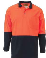 52% Cotton 48% Polyester Hydrophilic Knit COLOURS: Orange/Navy