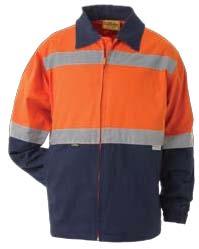 VIS DRILL JACKET 3M REFLECTIVE TAPE FEATURES: FABRIC: SIZE:   Partial elastic cuff Cotton quilted
