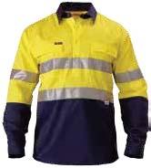 CLOSED FRONT HI VIS SHIRT BTC6456 Half closed front, button front placket 3M Reflective taped Hoop pattern around body 2 chest pockets with button down flaps Left pocket with pen division 2 piece