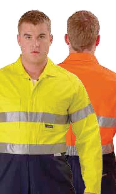 LIGHTWEIGHT HI VIS COVERALL BC6718 Nylon press stud front and sleeve cuff fastening Front right chest pocket with zippered opening Left front chest patch pocket with tool/ knife division Angled side