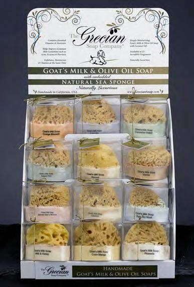 5oz Goats Milk & Olive Oil Soap with Embedded Natural Sea Sponge Available Cupcake Display with 48 soaps Our