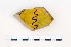 Medieval glazed pottery, brown line on yellow Glass handle, first century CE Locus 2053, Grid
