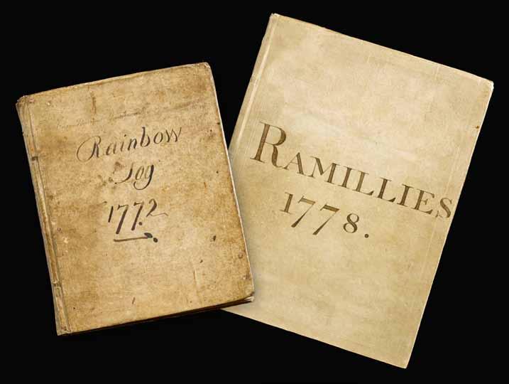 4369 4370 4369 Manuscript logbook: H.M.S. Rainbow-1772 By Admiral Sir John Thomas Duckworth when he was a lieutenant; small 4to, original vellum; covering the periods Dec.