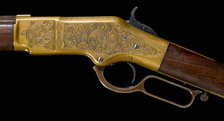 4176 (detail) 4176 A factory-engraved Winchester Model 1866 lever action rifle Serial no. 38107 for 1870;.