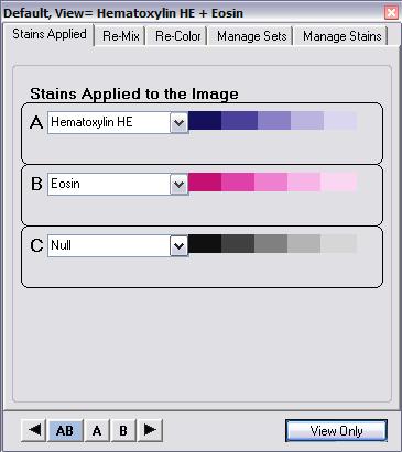 Viewing Images with Image Quality IQ Details Menu Access different IQ functionality by selecting the appropriate tab. Stains Applied - Select the stains used to stain the current slide.