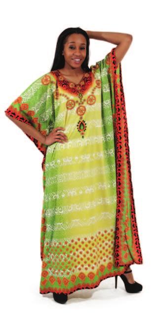 Made in India. C-WS484 Shimmering Multi-Print Sequined Kaftan Comes with head wrap. Fits up to 64 bust.