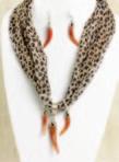C-WF778 Leopard Wood Jeweled Scarf- Necklace & Earrings J-S367 Other