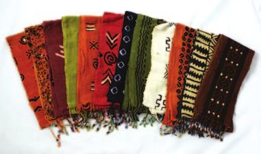 Wide mudcloth scarves/table runners all vary in color.