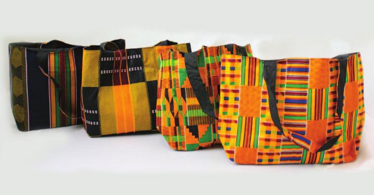 50 Kente Cloth A Style Filled with Meaning C-A825 Style 1 C-A826 Style 2 C-A827 Style 3 C-A828 Style 4 Kente Tote Bags 100% cotton.