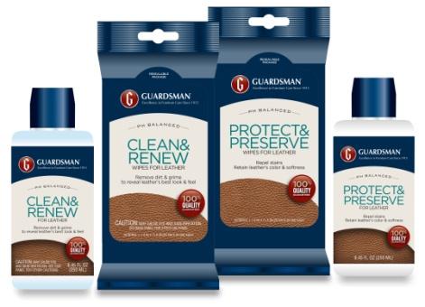 Guardsman Leather Care Products Clean & Renew: Rejuvenates leather s appearance and leaves a renewed feel Made exclusively for Guardsman in Italy by a world leader in leather finishing technology