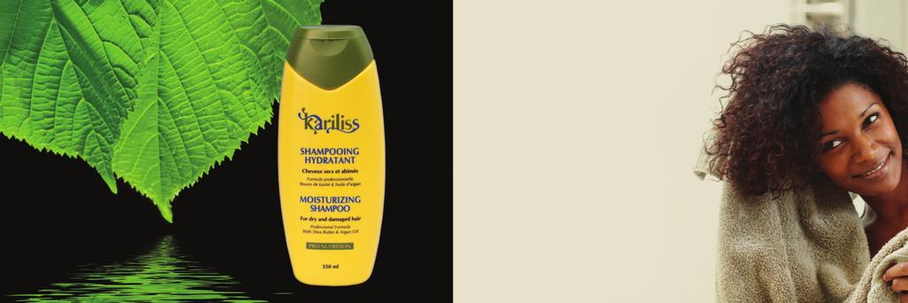 Kariliss Moisturizing Shampoo cleanses hair gently while giving back suppleness.