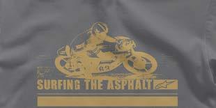 Surfing the Asphalt motorcycle graphic. Soft hand print.