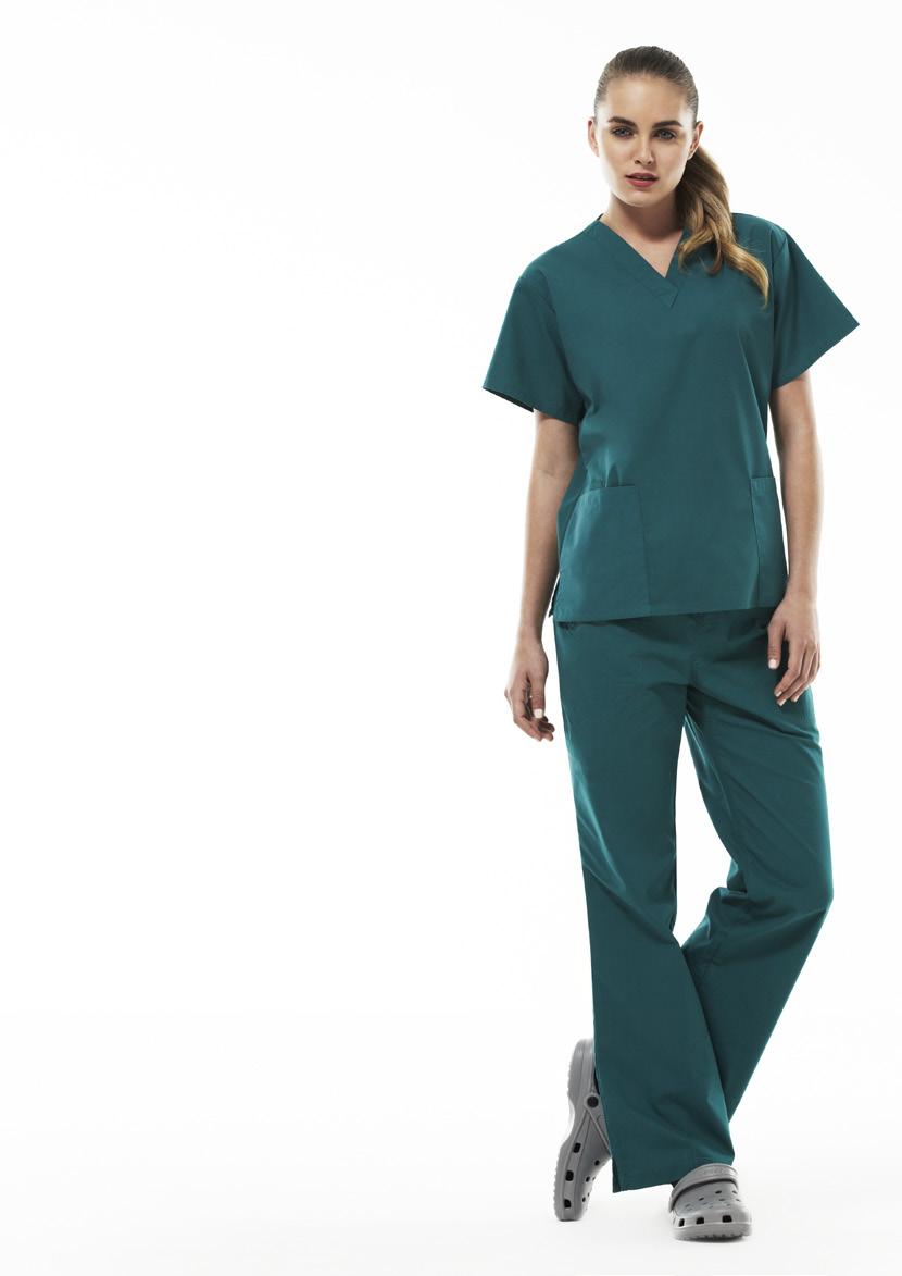 CLASSIC LADIES SCRUB TOP & BOOTLEG PANT H10622 LADIES TOP 2 Lower front pockets with functional concealed