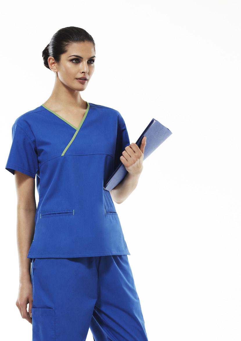 CONTRAST LADIES CROSSOVER SCRUB TOP H10722 LADIES TOP Stylish crossover feature
