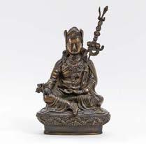 Mongolia. 18th/19th c. Bronze in repoussé work with residue of gilding. H.26cm. Condition B/C. Dented and deformed.