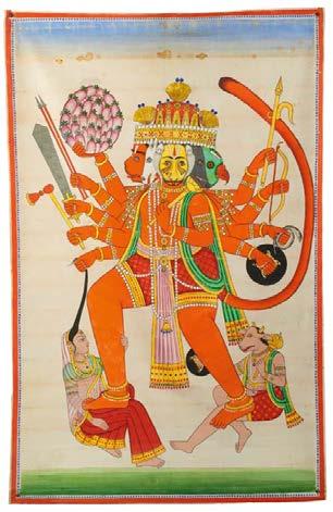 2146 LARGE PICHHAVAI TEMPEL CURTAIN FOR THE BIRTHDAY OF KRISHNA. GROSSER PICHHAVAI-TEMPELBEHANG FÜR DEN GEBURTSTAG VON KRISHNA. India. Rajasthan. Nathdwara. 20th c. Pigments and gold leaf on fabric.