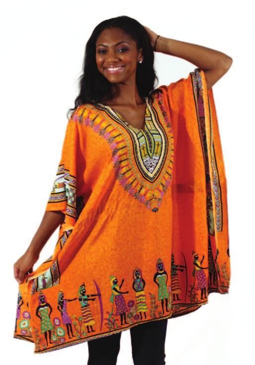 poncho with artistic print designs and glittering sequins.