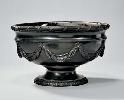 181 183 187 Large Wedgwood Black Basalt Dolphin Incense Burner and Cover, England, 19th century, the bowl decorated with vine and berry