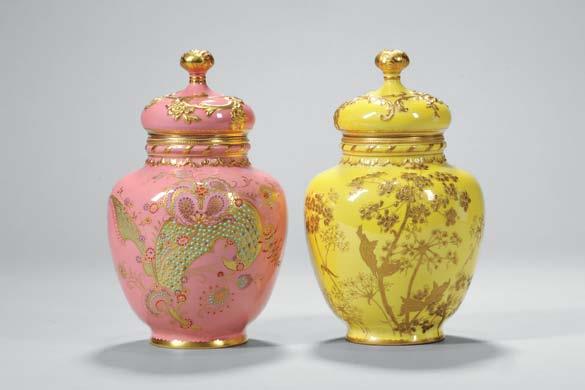 445 445 Two Royal Crown Derby Porcelain Jars and Covers, England, c.