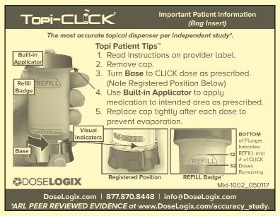 The NEW Easy-Unpack, 25 package of Topi-CLICK 35s, contain Topi Patient Tips that can be inserted into