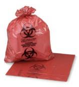 47-45 23x55x17 2.4 mil Red/Black 45-55 gal 100 Print Label: Star Seal Biohazardous/Infectious Waste w/biohazard Symbol 45-45 40x55 1.