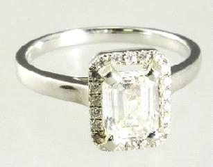 Lot # 416 416 18k white gold heart shaped emerald and diamond