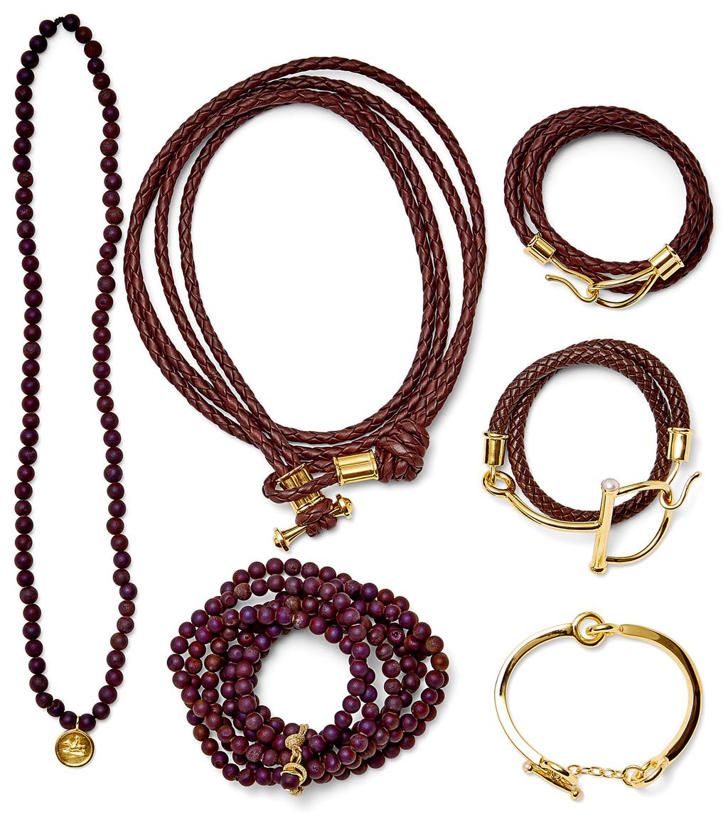 Burgundy Vino Holiday 07 6 6 Matte plum hued druzy quartz stretch necklace/triple wrap bracelet with horse and rider intaglio charm 0 HORSERIDER-STRETCH-G Calfskin leather lariat/choker/wrapping