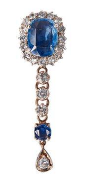 22 Lyon & Turnbull 60 HE298/23 A sapphire and diamond set necklace and earrings the necklace of stylised collar form, the asymmetric terminals of floral design set throughout with small round cut